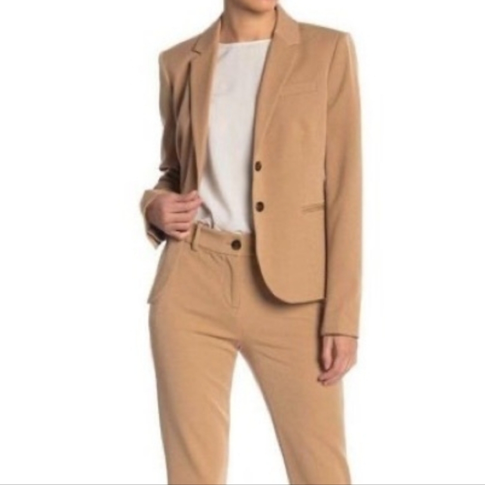 J Crew Blazer Tan Camel XS Classic Single Breasted Essential Lined Career Work